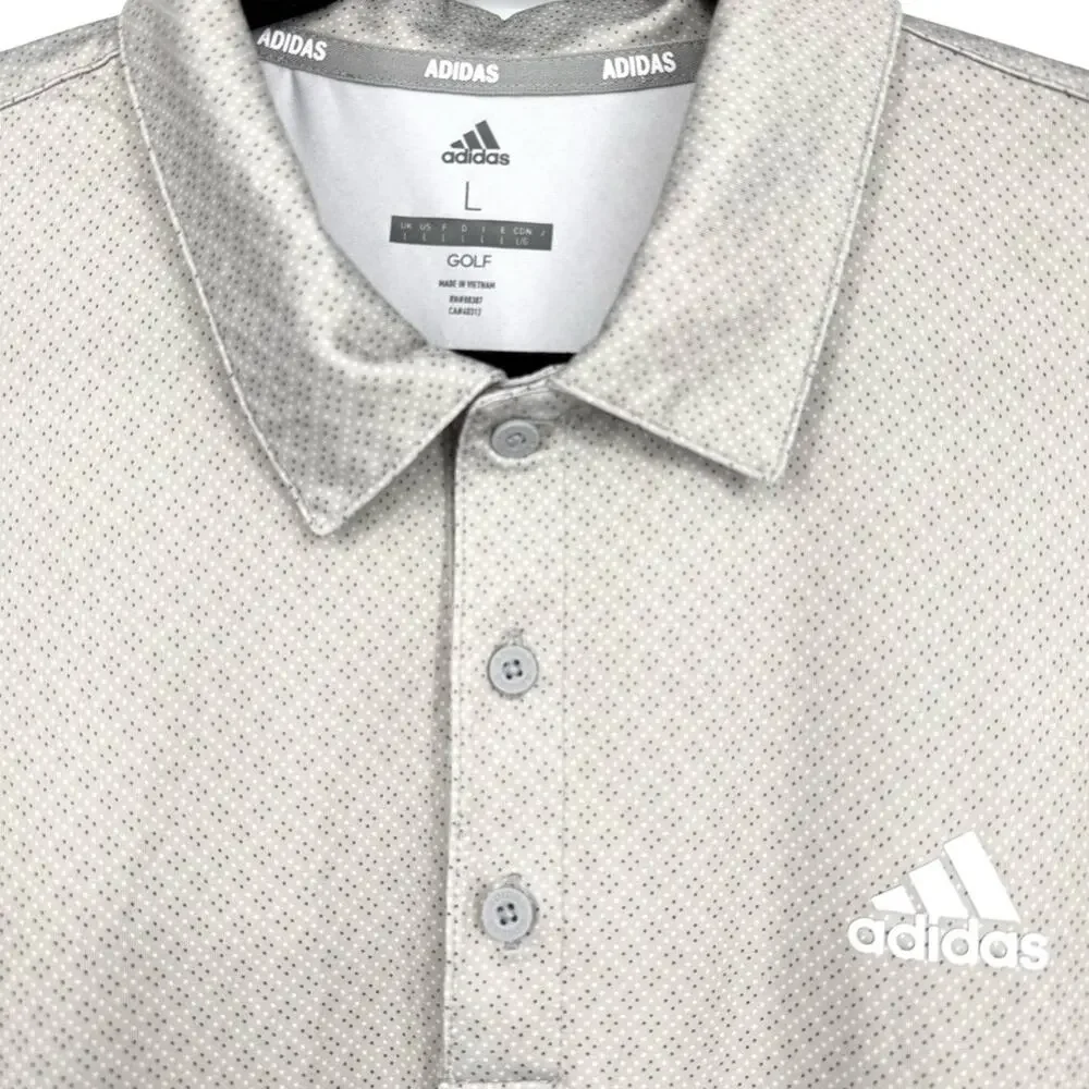 Adidas Men's Golf Ultimate Gray‎ Dot Print Polo Top Size L